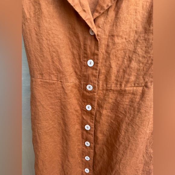Quince Terracotta Linen button down Dress - Picture 16 of 16